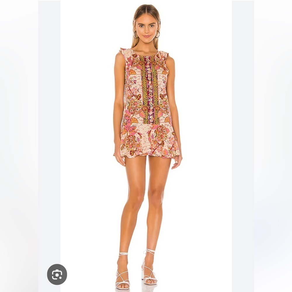NWT Free People Summer In Tulum Floral Mini Tunic Dress/Top Pink Combo Sz XS NEW